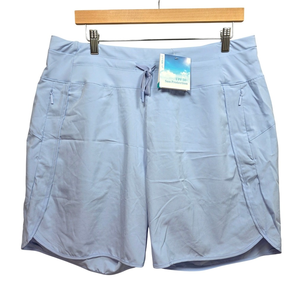 Willit UPF 50 Activewear Shorts Womens XL Active Quick‎ Dry Zip Pockets Blue